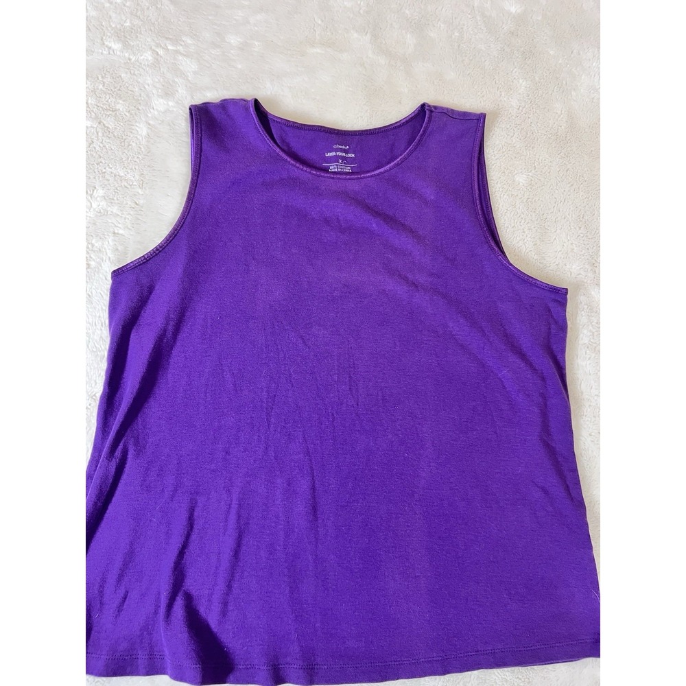 CJ Banks Women's X Purple 100% Cotton Sleeveless Tank Top Layer Look